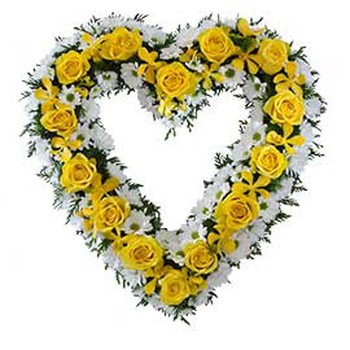 Heart with yellow roses