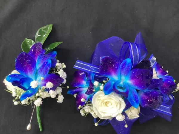 Corsage Blue Orchids No2 Made to order