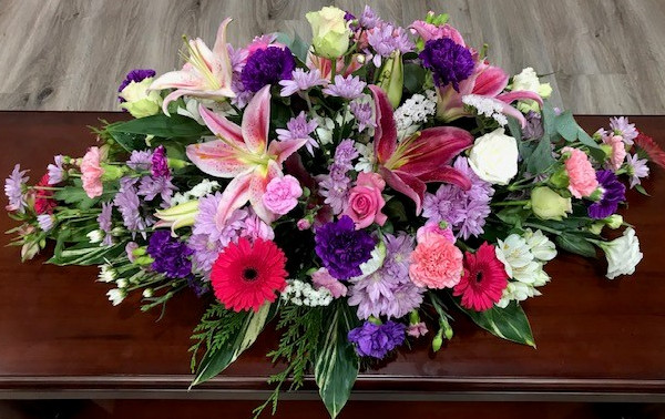 Pink Purple Casket Spray