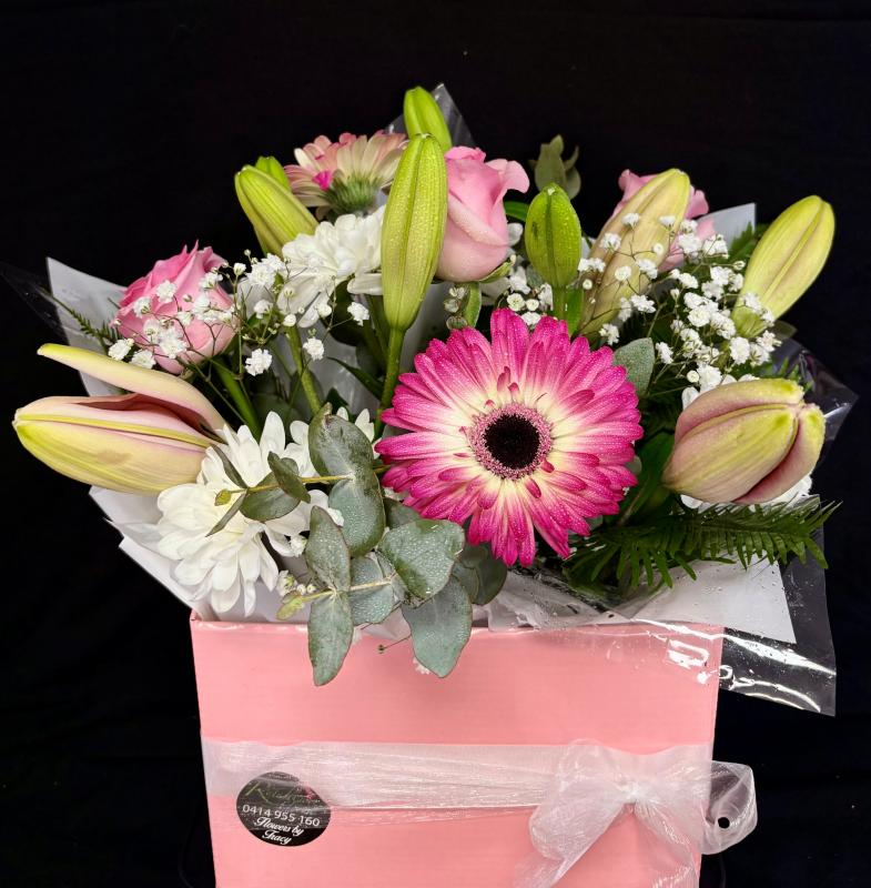 Pink and White Box Arrangement